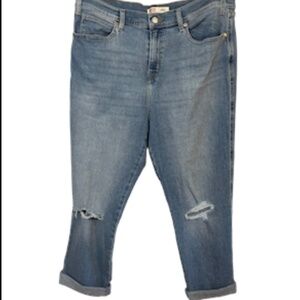 Levi Denim Jean 16 Blue Faded Boyfriend Distressed Western Neutral Casual Retro